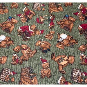 1/2 yard 12 Days of Christmas Flannel Fabric Teddy Bear Teresa Kogut Holiday Gre